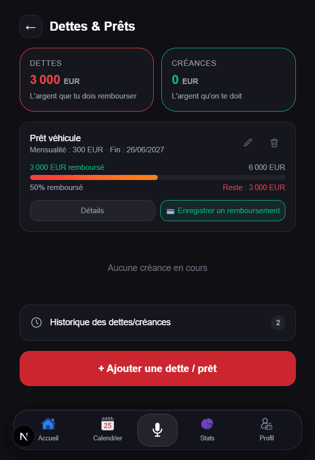 Dettes et créances Katfolio